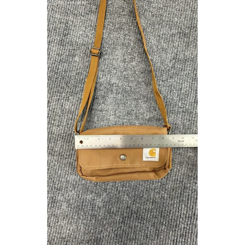 Carhartt Brown Canvas Small Crossbody Bag Utility Pouch Adjustable Strap - Picture 7 of 10